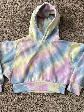 SWS Active Perfect Crop Tie Dye Cropped Hoodie Women's L/G Pastel Y2K